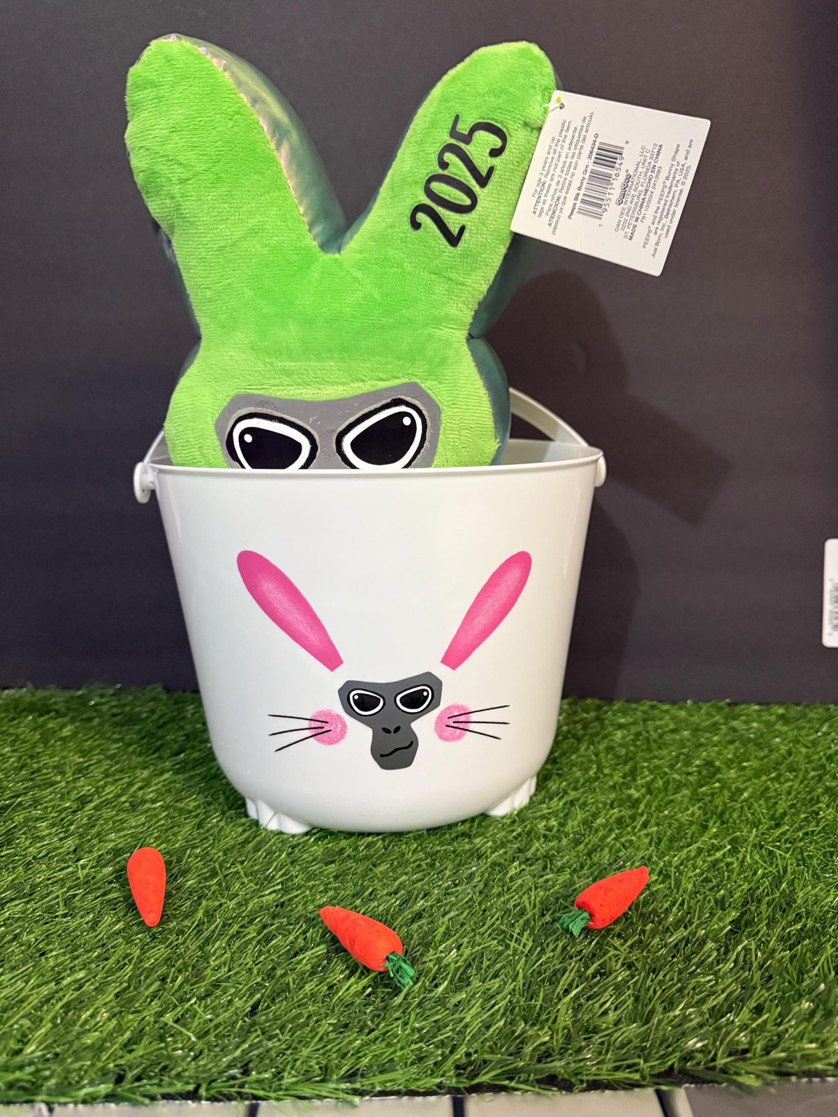 Personalized Gamer Bunny Easter Basket with Monkey Plush, Custom Gaming Inspired Gift
