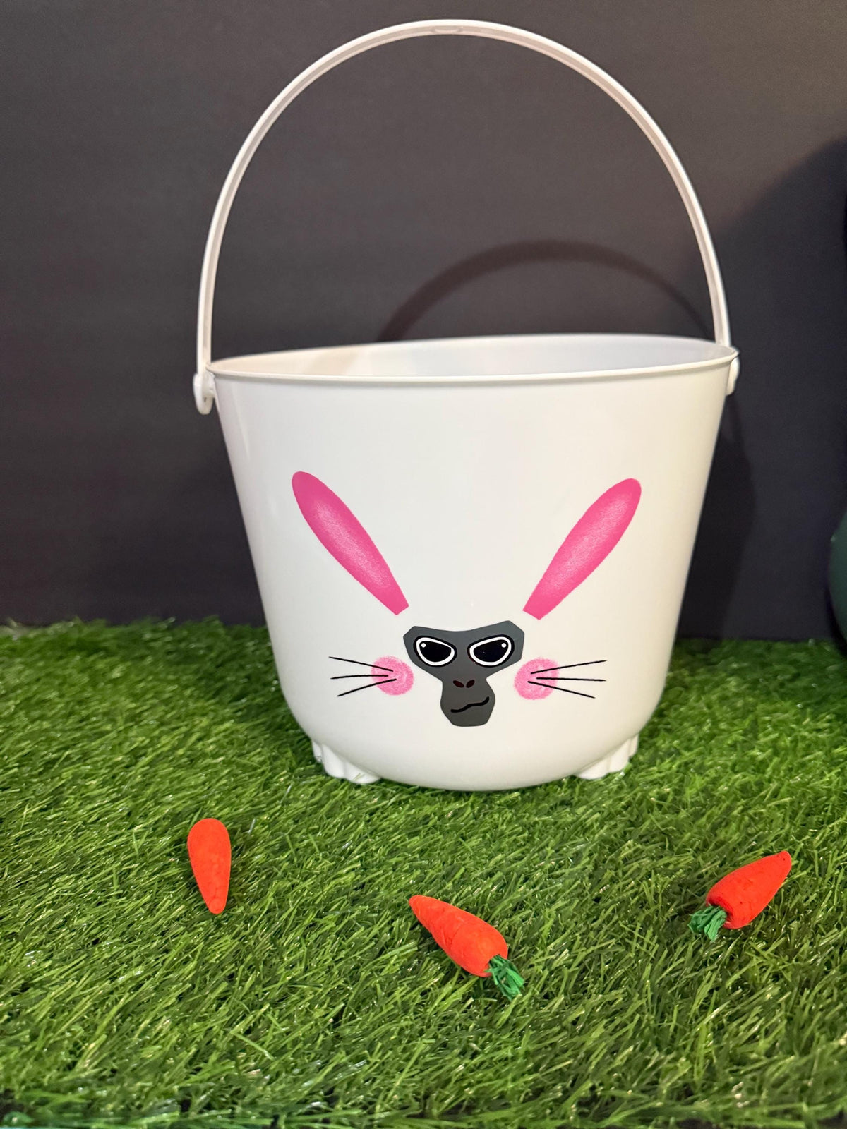 Personalized Gamer Bunny Easter Basket with Monkey Plush, Custom Gaming Inspired Gift