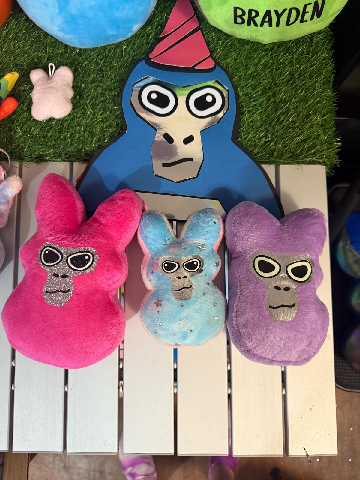 Custom Gamer Bunny Plush, Personalized Easter Gift, Glow or Glitter Name Option