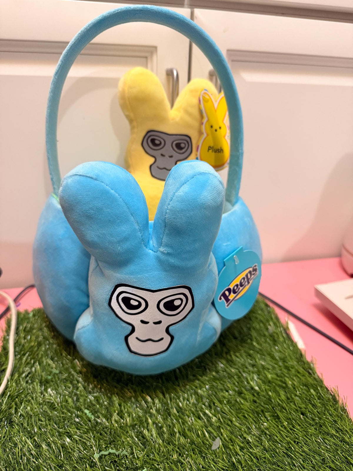 Custom Gamer Bunny Easter Basket, Personalized Plush Toy Basket, Kids Gaming Gift