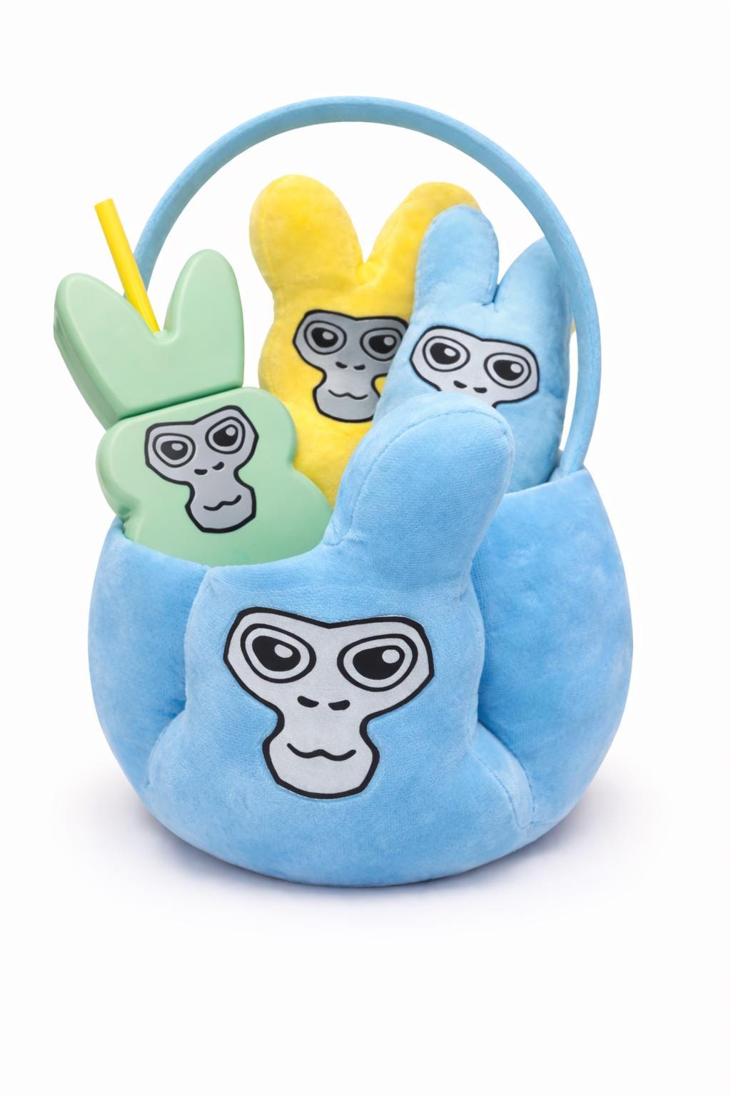 Custom Gamer Bunny Easter Basket, Personalized Plush Toy Basket, Kids Gaming Gift